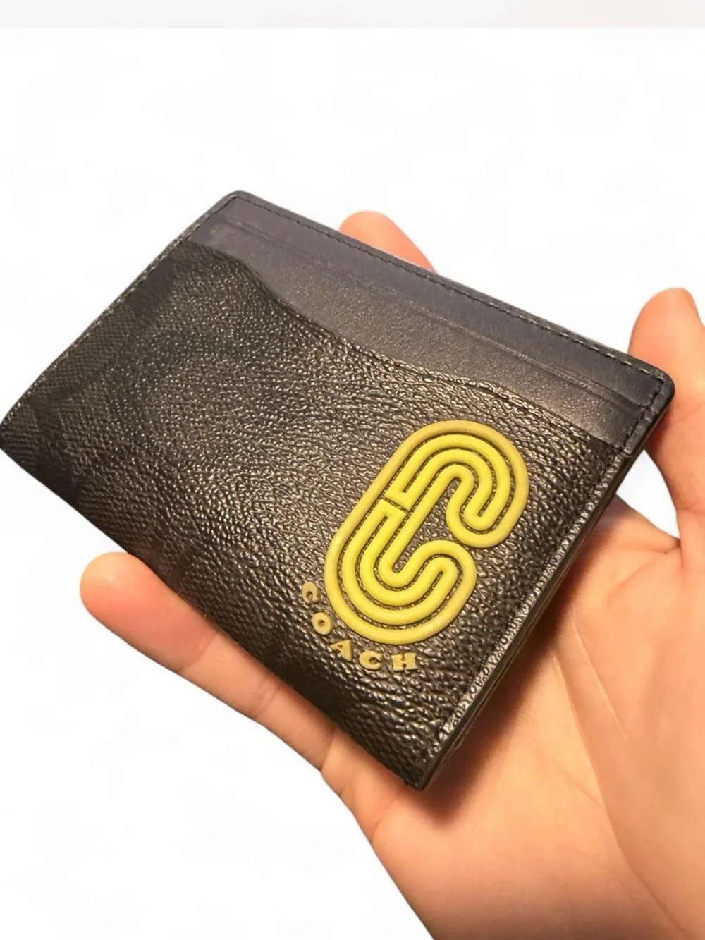 Men’s Coach Brown Wallet with Yellow C Logo